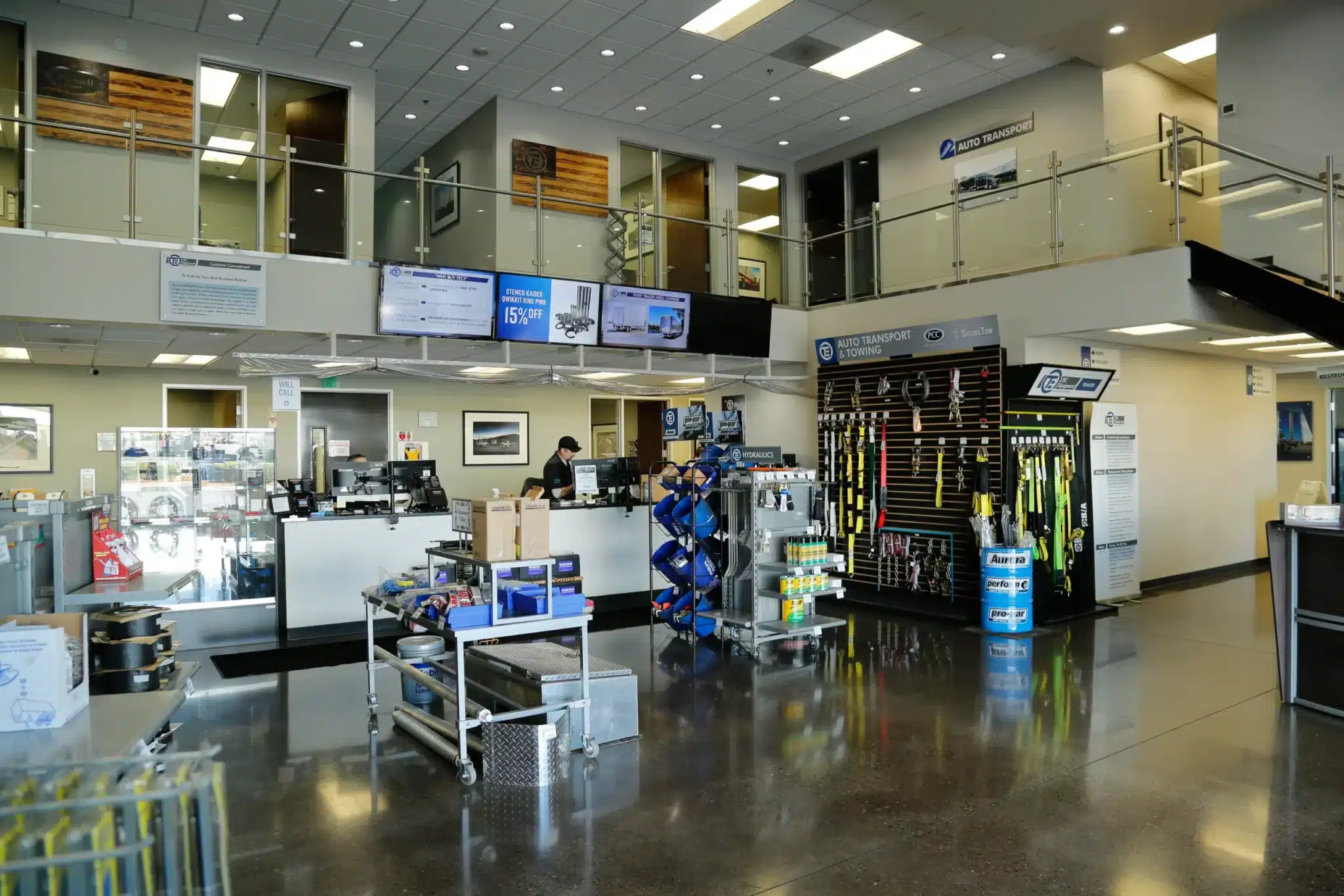 Inside TEC Equipment - Portland Trailers and Auto Transport parts and sales department