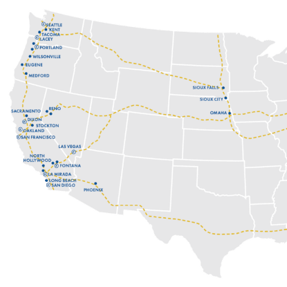 Map of TEC Equipment EV locations